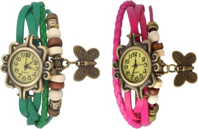 NS18 Vintage Butterfly Rakhi Watch Combo of 2 Green And Pink Analog Watch  - For Women   Watches  (NS18)