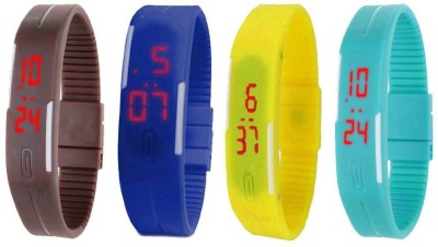NS18 Silicone Led Magnet Band Watch Combo of 4 Brown, Blue, Yellow And Sky Blue Digital Watch  - For Couple   Watches  (NS18)
