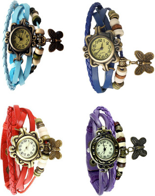 

Kissu Vintage Rakhi Combo of 4 Sky Blue, Red, Blue And Purple Watch - For Women