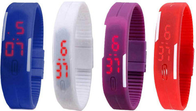 

Kissu Led Magnet Band Combo of 4 Blue, White, Purple And Red Watch - For Men & Women