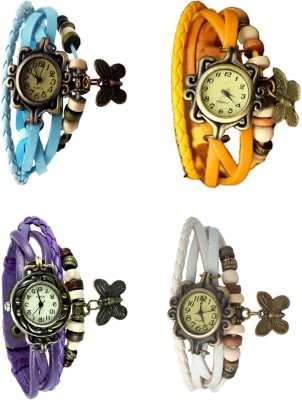 NS18 Vintage Butterfly Rakhi Combo of 4 Sky Blue, Purple, Yellow And White Analog Watch  - For Women   Watches  (NS18)