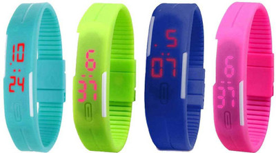 

Kissu Led Magnet Band Combo of 4 Sky Blue, Green, Blue And Pink Watch - For Men & Women