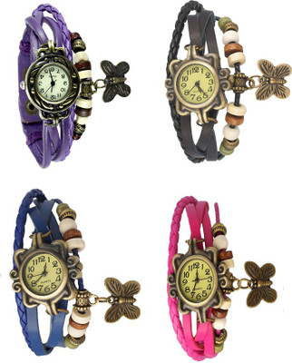 

Kissu Vintage Rakhi Combo of 4 Purple, Blue, Black And Pink Watch - For Women