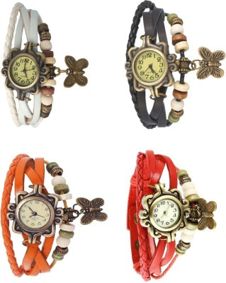 NS18 Vintage Butterfly Rakhi Combo of 4 White, Orange, Black And Red Analog Watch  - For Women   Watches  (NS18)