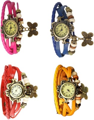NS18 Vintage Butterfly Rakhi Combo of 4 Pink, Red, Blue And Yellow Analog Watch  - For Women   Watches  (NS18)