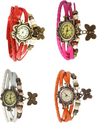 NS18 Vintage Butterfly Rakhi Combo of 4 Red, White, Pink And Orange Analog Watch  - For Women   Watches  (NS18)