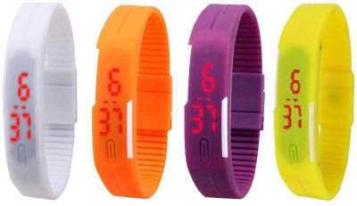 NS18 Silicone Led Magnet Band Combo of 4 White, Orange, Purple And Yellow Digital Watch  - For Boys & Girls   Watches  (NS18)