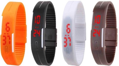 NS18 Silicone Led Magnet Band Combo of 4 Orange, Black, White And Brown Digital Watch  - For Boys & Girls   Watches  (NS18)