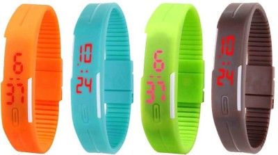 NS18 Silicone Led Magnet Band Combo of 4 Orange, Sky Blue, Green And Brown Digital Watch  - For Boys & Girls   Watches  (NS18)