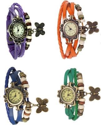 NS18 Vintage Butterfly Rakhi Combo of 4 Purple, Blue, Orange And Green Analog Watch  - For Women   Watches  (NS18)