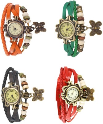 NS18 Vintage Butterfly Rakhi Combo of 4 Orange, Black, Green And Red Analog Watch  - For Women   Watches  (NS18)