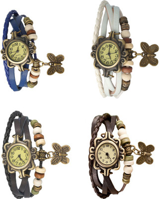 

NS18 Vintage Butterfly Rakhi Combo of 4 Blue, Black, White And Brown Watch - For Women