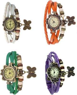 NS18 Vintage Butterfly Rakhi Combo of 4 White, Green, Orange And Purple Analog Watch  - For Women   Watches  (NS18)