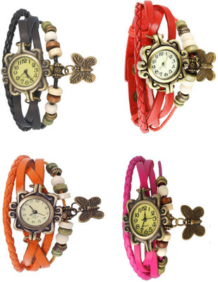 

Kissu Vintage Rakhi Combo of 4 Black, Orange, Red And Pink Watch - For Women