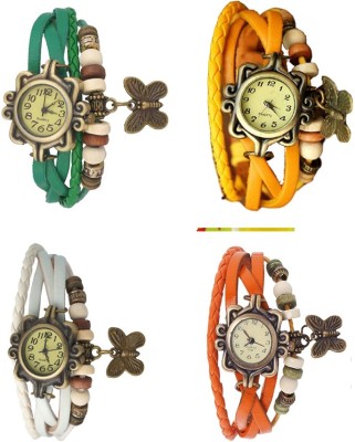 NS18 Vintage Butterfly Rakhi Combo of 4 Green, White, Yellow And Orange Analog Watch  - For Women   Watches  (NS18)