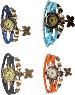 NS18 Vintage Butterfly Rakhi Combo of 4 Blue, Black, Sky Blue And Orange Analog Watch  - For Women   Watches  (NS18)