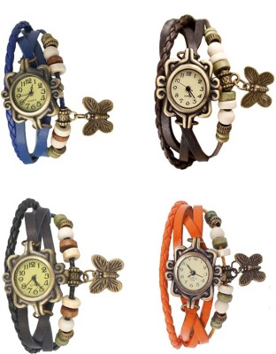 NS18 Vintage Butterfly Rakhi Combo of 4 Blue, Black, Brown And Orange Analog Watch  - For Women   Watches  (NS18)