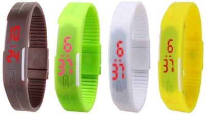 NS18 Silicone Led Magnet Band Combo of 4 Brown, Green, White And Yellow Digital Watch  - For Boys & Girls   Watches  (NS18)