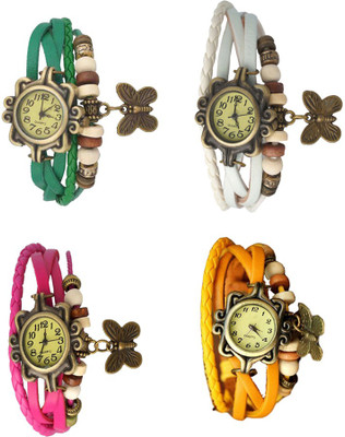 

Kissu Vintage Rakhi Combo of 4 Green, Pink, White And Yellow Watch - For Women
