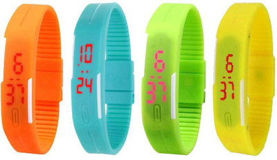 

Kissu Led Magnet Band Combo of 4 Orange, Sky Blue, Green And Yellow Watch - For Men & Women