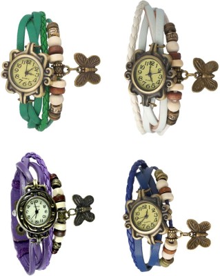 NS18 Vintage Butterfly Rakhi Combo of 4 Green, Purple, White And Blue Analog Watch  - For Women   Watches  (NS18)