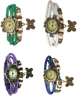 

Kissu Vintage Rakhi Combo of 4 Green, Purple, White And Blue Watch - For Women