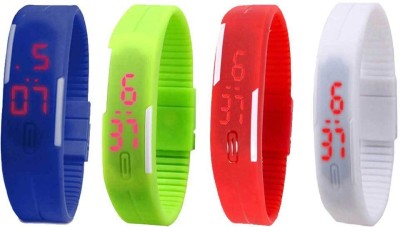 NS18 Silicone Led Magnet Band Combo of 4 Blue, Green, Red And White Digital Watch  - For Boys & Girls   Watches  (NS18)