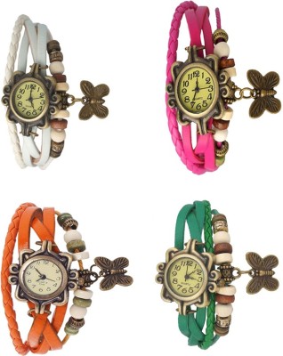 NS18 Vintage Butterfly Rakhi Combo of 4 White, Orange, Pink And Green Analog Watch  - For Women   Watches  (NS18)