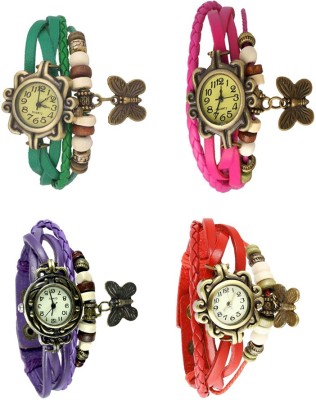 NS18 Vintage Butterfly Rakhi Combo of 4 Green, Purple, Pink And Red Analog Watch  - For Women   Watches  (NS18)