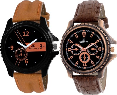 Gesture 7201-Stylish Pack Of 2 Combo Analog Watch  - For Men   Watches  (Gesture)