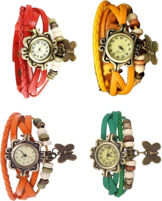 NS18 Vintage Butterfly Rakhi Combo of 4 Red, Orange, Yellow And Green Analog Watch  - For Women   Watches  (NS18)