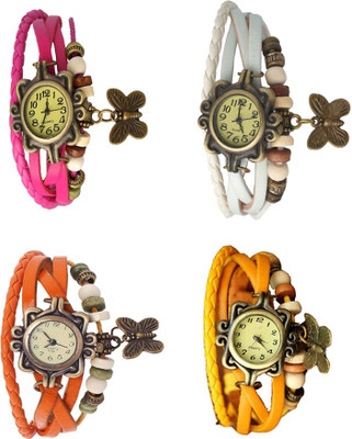 

Kissu Vintage Rakhi Combo of 4 Pink, Orange, White And Yellow Watch - For Women