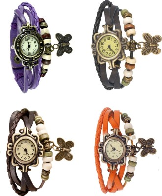 NS18 Vintage Butterfly Rakhi Combo of 4 Purple, Brown, Black And Orange Analog Watch  - For Women   Watches  (NS18)