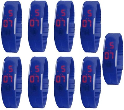 NS18 Silicone Led Magnet Band Combo of 9 Blue Digital Watch  - For Boys & Girls   Watches  (NS18)