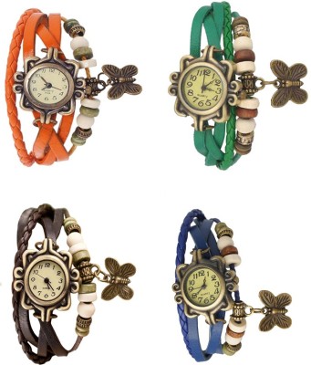 NS18 Vintage Butterfly Rakhi Combo of 4 Orange, Brown, Green And Blue Analog Watch  - For Women   Watches  (NS18)