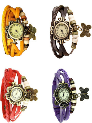 

Kissu Vintage Rakhi Combo of 4 Yellow, Red, Brown And Purple Watch - For Women