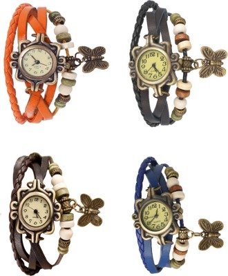NS18 Vintage Butterfly Rakhi Combo of 4 Orange, Brown, Black And Blue Analog Watch  - For Women   Watches  (NS18)