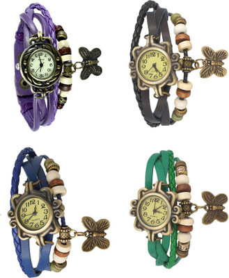 

Kissu Vintage Rakhi Combo of 4 Purple, Blue, Black And Green Watch - For Women