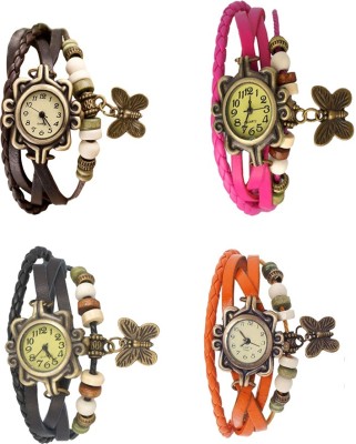 NS18 Vintage Butterfly Rakhi Combo of 4 Brown, Black, Pink And Orange Analog Watch  - For Women   Watches  (NS18)