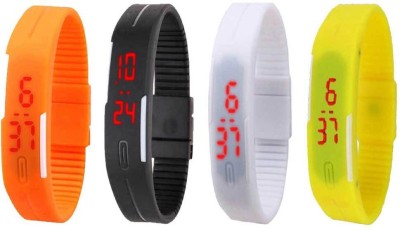 NS18 Silicone Led Magnet Band Combo of 4 Orange, Black, White And Yellow Digital Watch  - For Boys & Girls   Watches  (NS18)