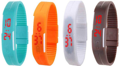 

Kissu Led Magnet Band Combo of 4 Sky Blue, Orange, White And Brown Watch - For Men & Women