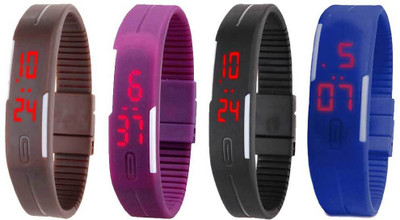 

Kissu Led Magnet Band Combo of 4 Brown, Purple, Black And Blue Watch - For Men & Women