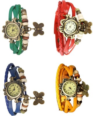 NS18 Vintage Butterfly Rakhi Combo of 4 Green, Blue, Red And Yellow Analog Watch  - For Women   Watches  (NS18)