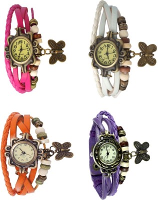 NS18 Vintage Butterfly Rakhi Combo of 4 Pink, Orange, White And Purple Analog Watch  - For Women   Watches  (NS18)
