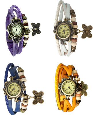 

NS18 Vintage Butterfly Rakhi Combo of 4 Purple, Blue, White And Yellow Watch - For Women