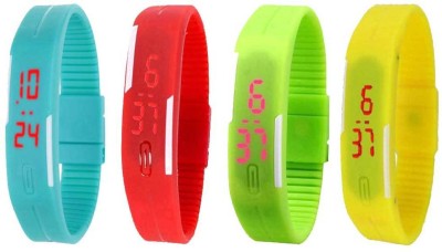 NS18 Silicone Led Magnet Band Combo of 4 Sky Blue, Red, Green And Yellow Digital Watch  - For Boys & Girls   Watches  (NS18)