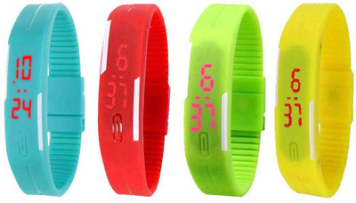 NS18 Silicone Led Magnet Band Combo of 4 Sky Blue, Red, Green And Yellow Digital Watch  - For Boys & Girls   Watches  (NS18)