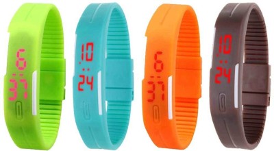 NS18 Silicone Led Magnet Band Combo of 4 Green, Sky Blue, Orange And Brown Digital Watch  - For Boys & Girls   Watches  (NS18)