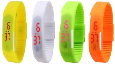 NS18 Silicone Led Magnet Band Combo of 4 Yellow, White, Green And Orange Digital Watch  - For Boys & Girls   Watches  (NS18)