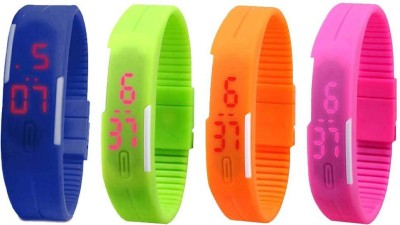 NS18 Silicone Led Magnet Band Combo of 4 Blue, Green, Orange And Pink Digital Watch  - For Boys & Girls   Watches  (NS18)
